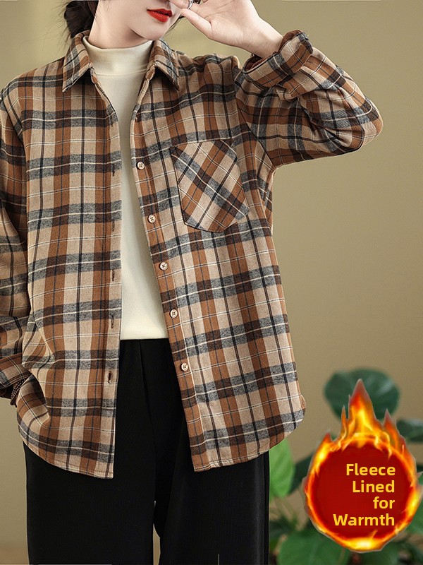 Flannel Shirt Lined - Plaid Flannel Long Sleeve Shirt Women's